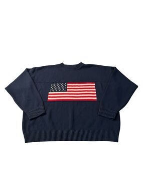 Stars And Stripes Men's Navy Flag Knit Sweater - Classic Crewneck Size XXL